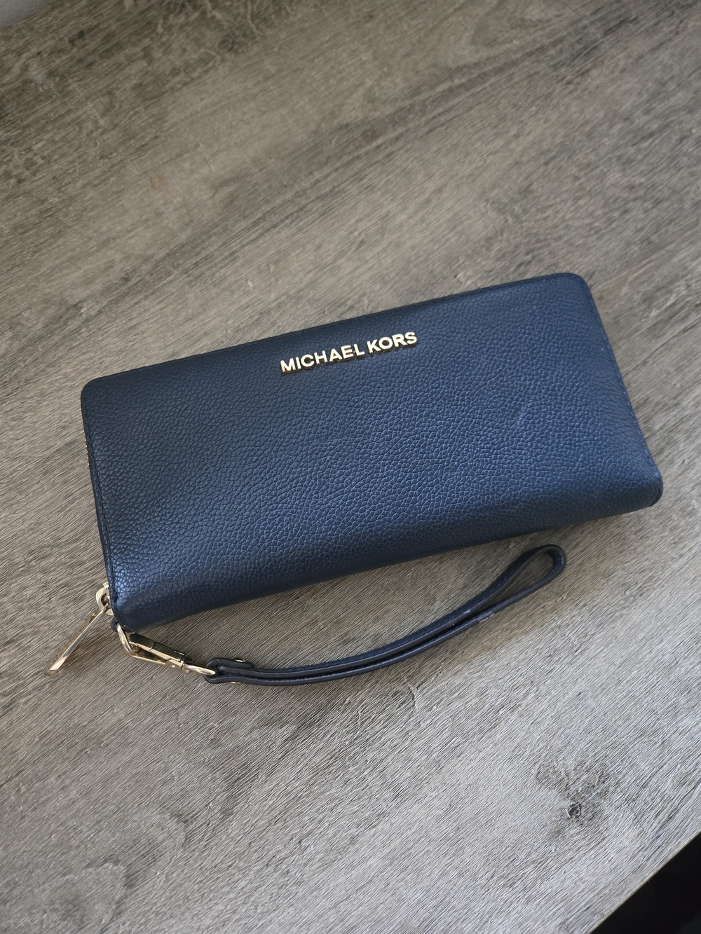 Michael Kors Navy Blue Leather Zip Around Continental Wallet